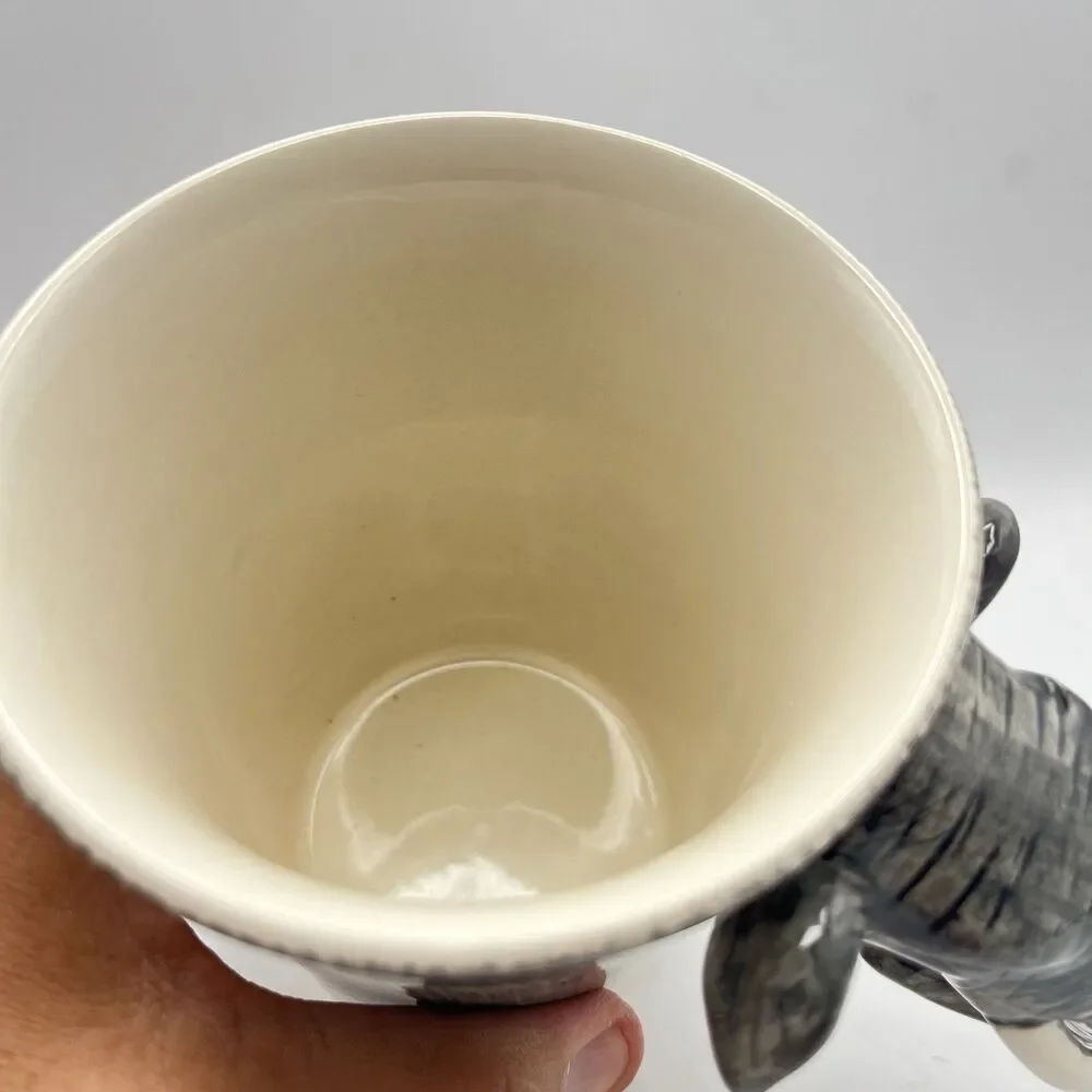 Pier 1 Ceramic Handpainted Stoneware Elephant Coffee Cup Mug Face Handle Large